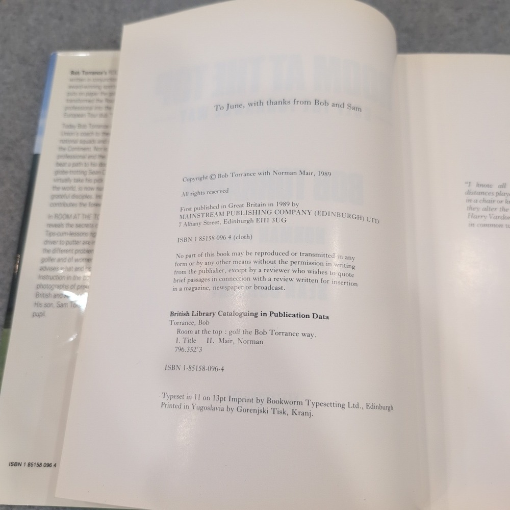 Room at the Top Golf the Torrance Way Bob Torrance Sean Connery 1989 Hardcover - Picture 4 of 6